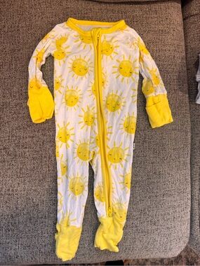 Little sleepiesSunshine Print Yellow Baby One-Piece Footed Pajamas